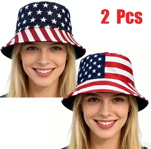Patriotic American Flag Bucket Hat - Stylish Sun Protection Hat for Men & Women, Polyester, Outdoor Activity Gear|Stylish Bucket Hat