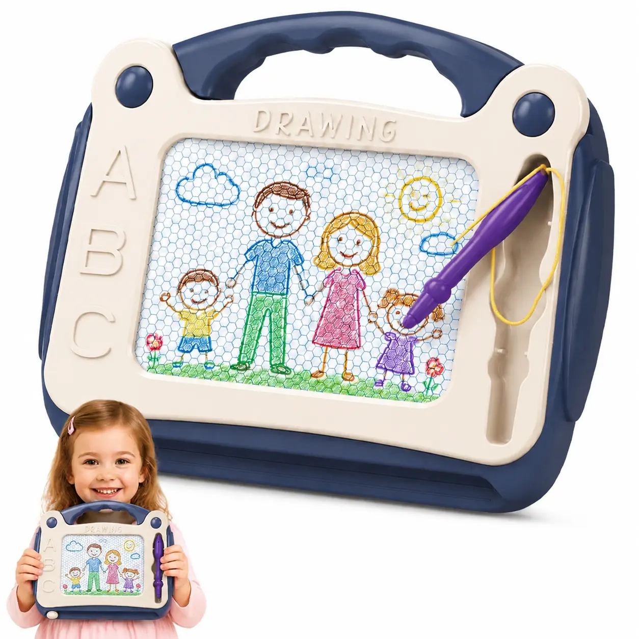 Magnetic Drawing Board for Toddlers Erasable Sketch Pad Toy for Kids Colorful Graffiti Doodle Board Toddler Arts and Crafts Early Learning Toy Birthday Gift for Boys Girls Ages 1 2 3 4 Year Old Portable Travel Drawing Adjustable Easel