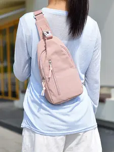 1pc  Solid color chest bag women's Korean version crossbody bag casual lightweight small bag backpack shoulder bag women's bag chest bag trendy bag