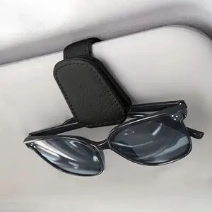 Magnetic Leather Car Sun Visor Sunglasses Holder, Portable Eyeglass Clip Storage Rack, Auto Interior Accessories, Car Organizers