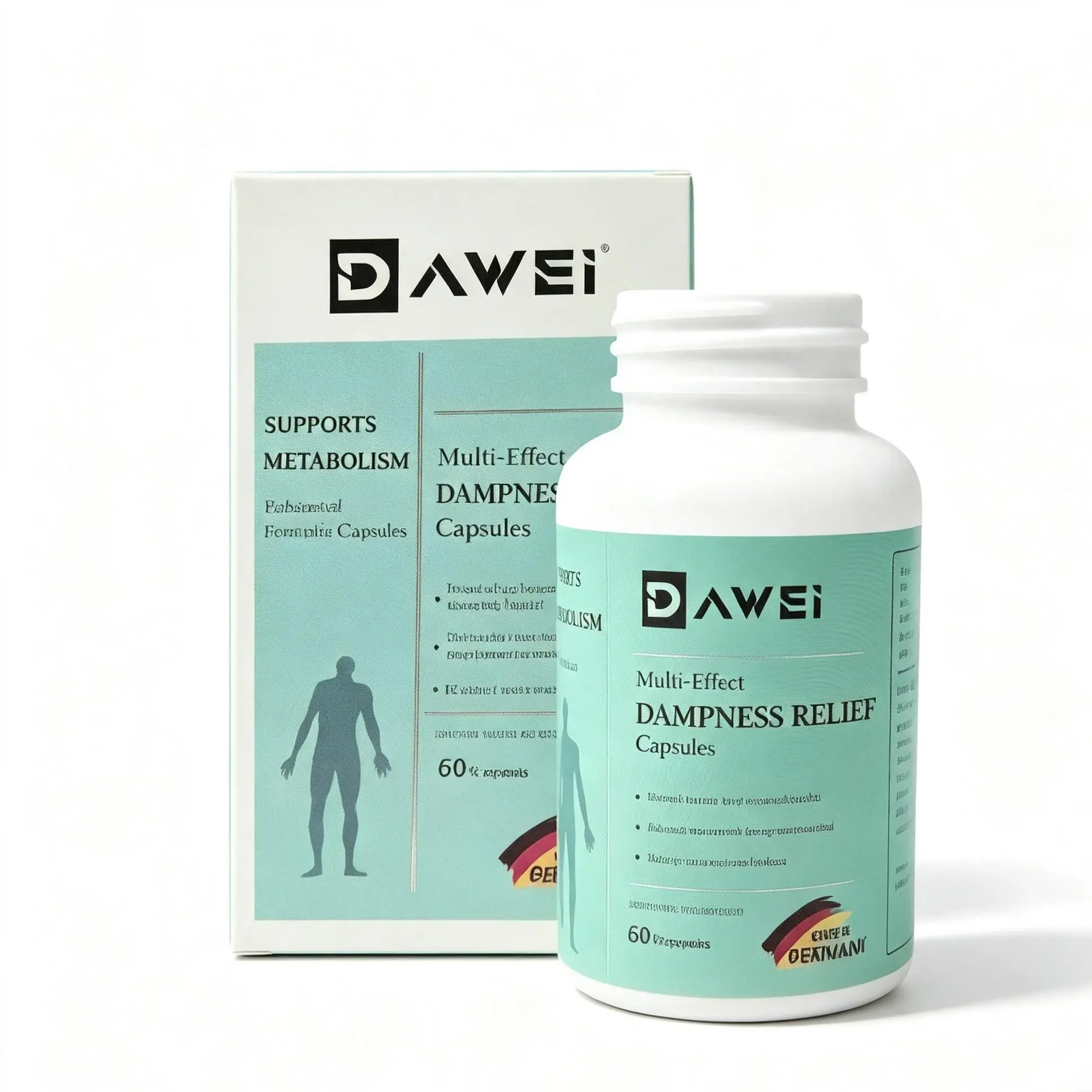DAWEI Multi-Effect Dampness Relief Capsules – Natural Herbal Blend, Support Metabolism, Body Wellness – 60 Count