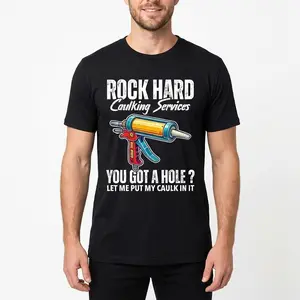 Funny Handyman Caulking Tool Graphic T Shirt Men Cotton Black Tee Humor Work Repair Joke Shirt Construction Worker DIY Tool Print Casual Streetwear Trendy TikTok Viral Top Comfortable Unisex Gift Idea