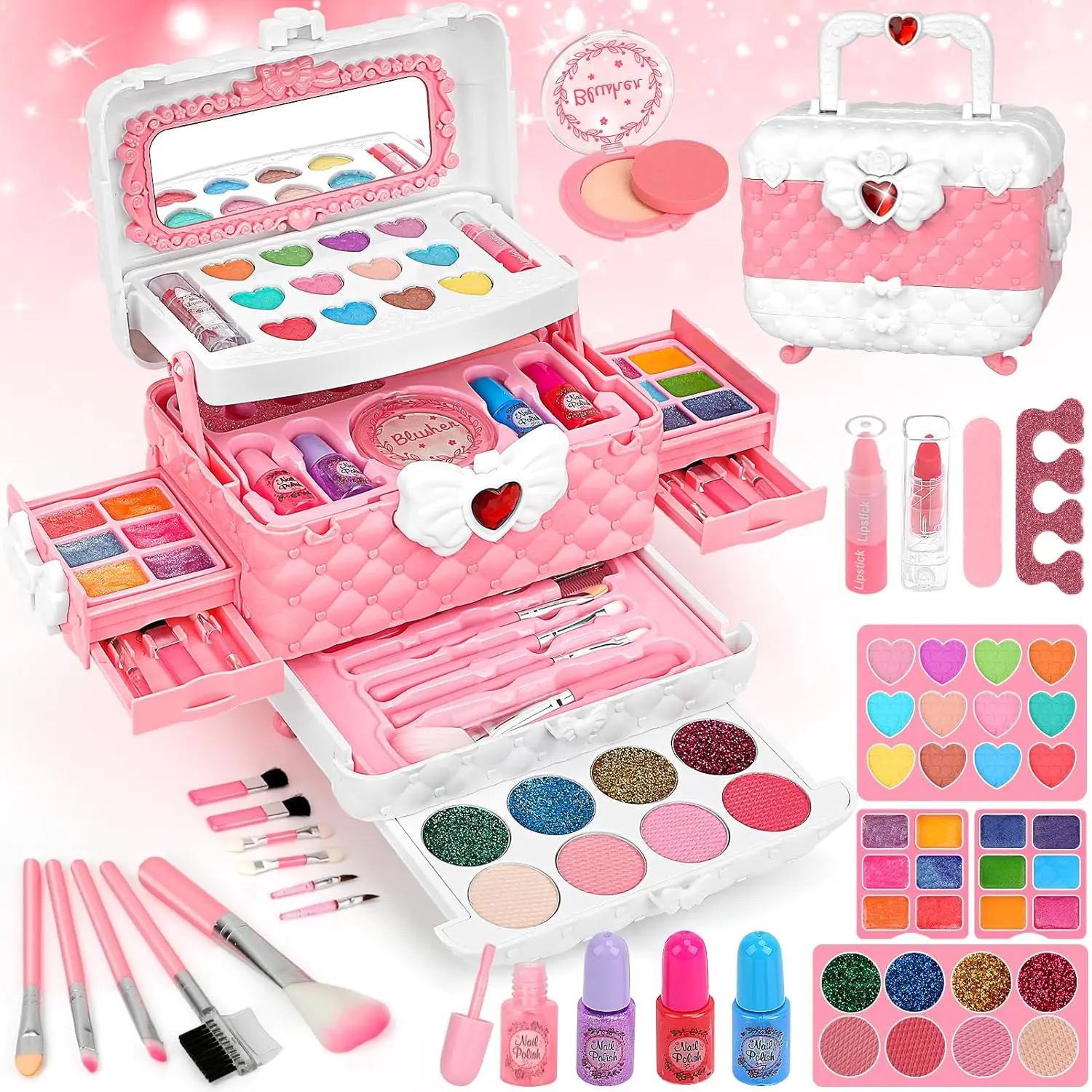 Halloween Fall Gift Washable Makeup Kit Girl Toys for Gifts, Toys for Girls Princess Birthday Gift Play Make Up Toys for Girls Toys Age 4 -12