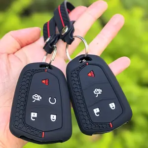 Premium Protective Key Cover Keychain Fob Holder For Cadillac Escalade ESV SRX ATS CT6 CTS XT5 XTS ESCALADE Silicone Car Remote Key Caps Case Cover