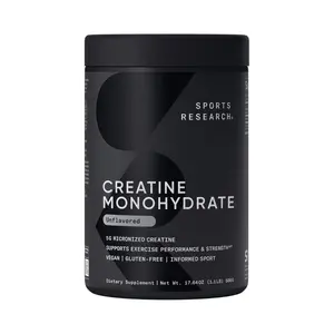 Sports Research Creatine Monohydrate - Gain Lean Muscle, Improve Performance and Strength and Support Workout Recovery* - 5 g Micronized Creatine - 17.64 oz