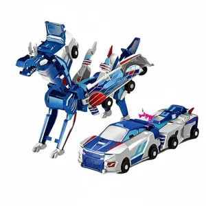 Magnetic Transform Crystal Pegasus Flying Dragon Toy Car 2 Pack Collision Auto Combine Deformation Vehicle for Boys Girls Gift Durable Magnetic Material Crystal Clear Design Creative Play Imagination