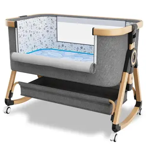 3 in 1 Baby Bassinet,Bedside Sleeper with Storage Basket and Wheels,Portable Baby Crib with Mosquito Net, 6 Adjustable Height & Breathable Mesh,Easy to Fold