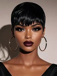 blonde 613  red short straight human hair wig machine made natural black color pixie cut human hair wigs for women daily party cosplay gift use wig