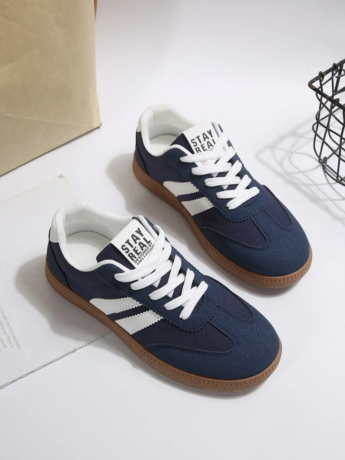 Women's Colorblock Patchwork Striped Casual Shoes, Breathable Walking & Training Round Toe Sneakers, Multifunctional Retro Sports Shoes, Athletic Sneaker Footwear, Sneakers For Spring