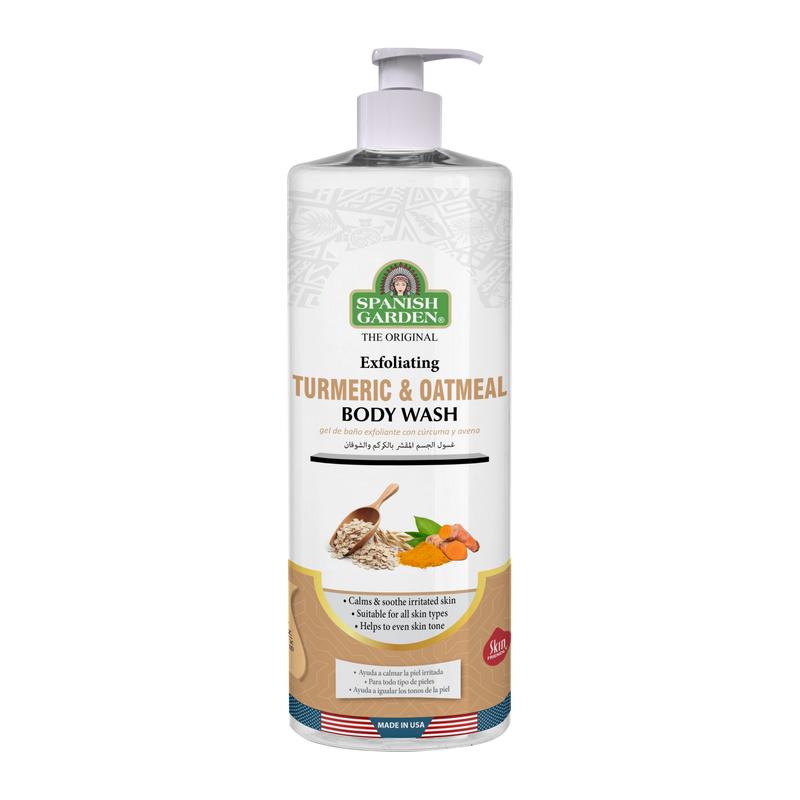 Turmeric Oatmeal Body Wash – Brightening & Exfoliating Cleanser for Dry, Sensitive Skin – Soothing Anti-Inflammatory Formula for Dark Spots, Acne & Irritation