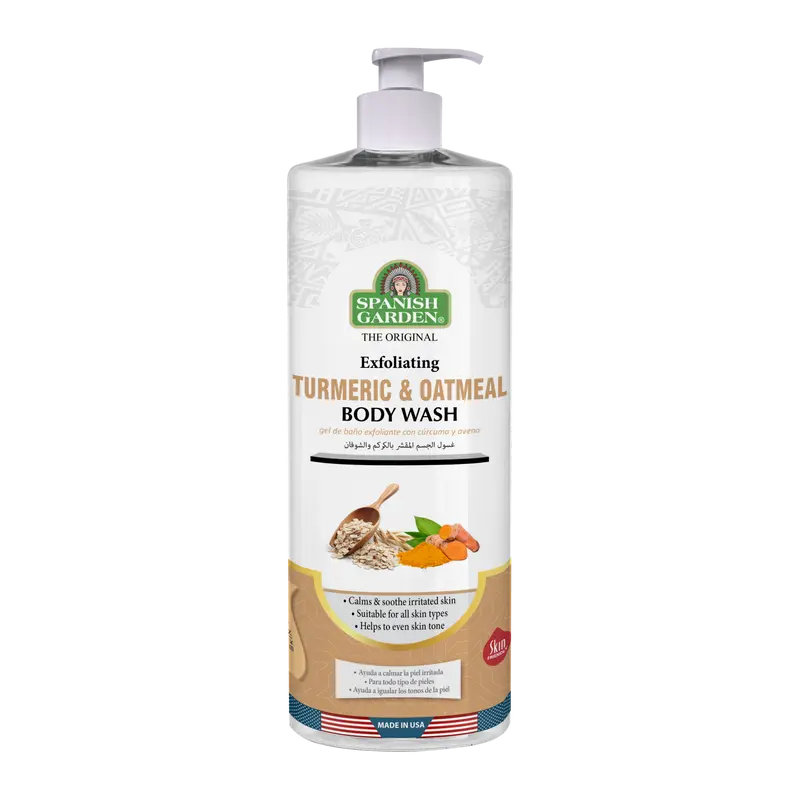 Turmeric Oatmeal Body Wash – Brightening & Exfoliating Cleanser for Dry, Sensitive Skin – Soothing Anti-Inflammatory Formula for Dark Spots, Acne & Irritation