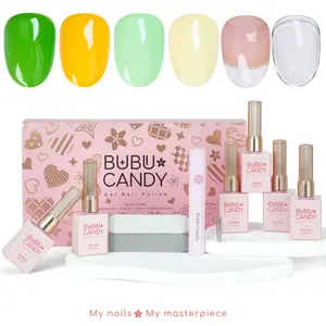 BUBU CANDY 6PCS Bright Spring Days Gel Nail Polish Set, HEMA-Free & TPO-Free Vibrant Solid Colors with Base & Top Coat, 15ml Each, Salon-Quality Long-Lasting DIY Manicure Kit tiktokshopspringglowup #Summervibes