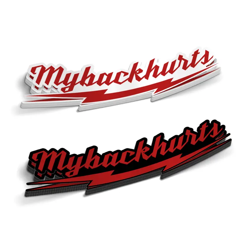 My Back Hurts Milwaukee Sticker - Hard Hat, Funny Sarcastic, Cooler, Toolbox, Meme, Laptop, Blue Collar, Durable Water-Resistant Stickers