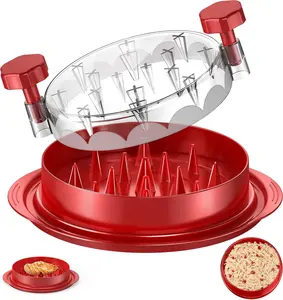 Chicken Shredder 8 Inches, Chicken Breast Shredder Tool, Cooked Meat Shredder with Clear Lid,  Design, Auti-slip, Easy To Clean, Chicken Shredder Tool Twist, Chicken  (Red)