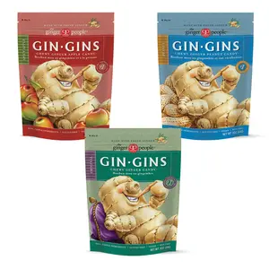 Gin Gins Ginger Chews Variety Pack of 3 Bundle - 1 of each flavor (Original, Spicy Apple, Peanut)