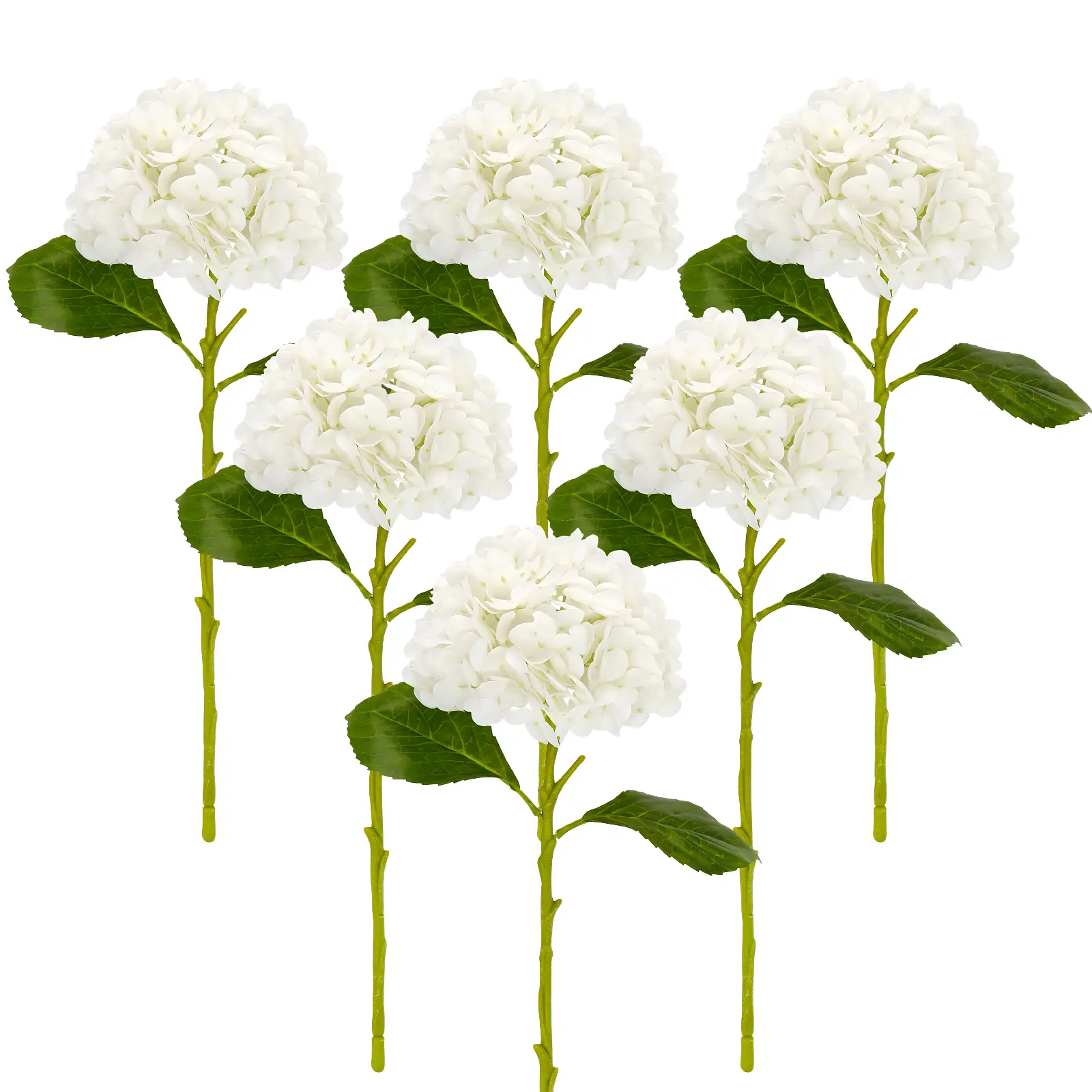 VIKINGS PANDA 6 Pcs Large Real Touch Latex Artificial Hydrangea Flowers, 19.3" Faux Hydrangea with Stems for Table Centerpieces, Wedding Bouquets, Home Decor White