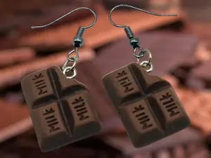 Candy Bars Earrings - Casual Stud Design with Sweet Milk Chocolate Bars, Available in Multiple Colors