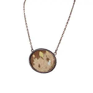 I Dance Country & Western Oval Pendant Necklace with Metal Coating Unique Dance Motif for Country Music Lovers Handmade Fashion Accessory Real Hairon Insert