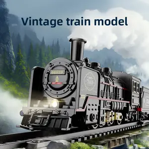 Simulated electric steam train track classic model toy, high-speed train, retro steam train toy for boys Interactive Puppy birthday gifts kids