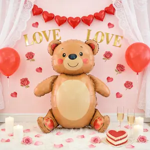 1pc 58 Inch Large Bear Aluminum Foil Balloon, Valentine's Day Engagement Wedding Birthday Anniversary Party Decorations