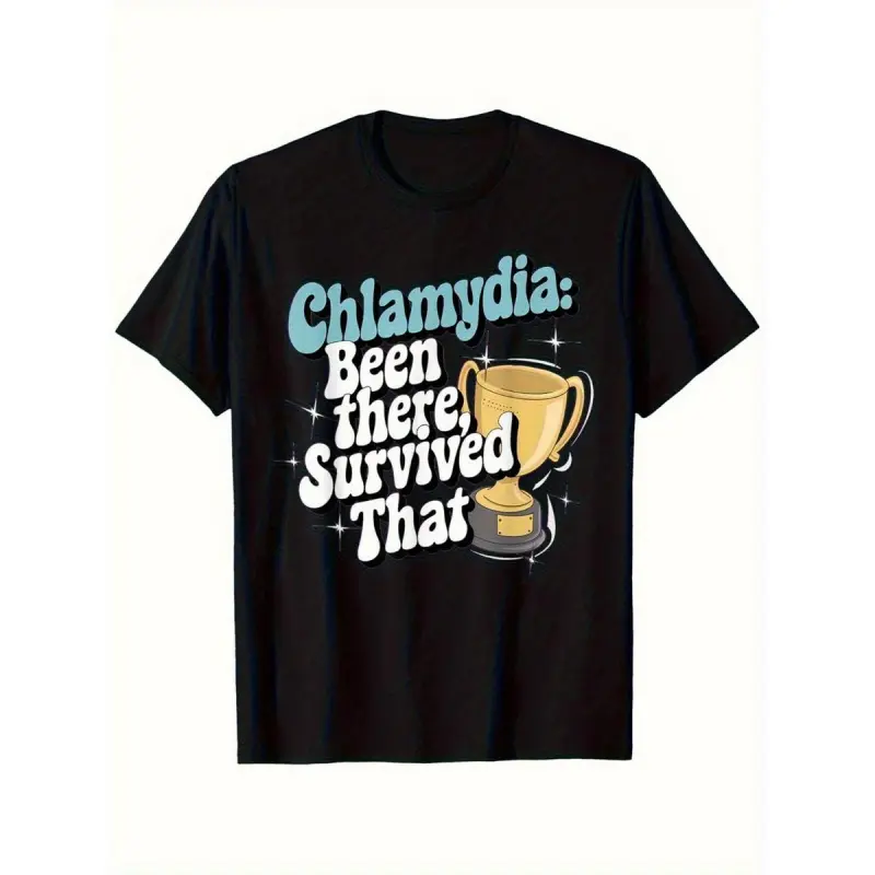 Women's 100% Cotton Short-Sleeve Round Neck Fitted Top - Funny Chlamydia-Themed Casual Gift for Lady, Shortsleeve