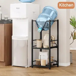 5 Gallon Water Jug Holder Bottle Organizer 3-Tiers Water Dispenser Rack with Storage Shelves for Kitchen,Office,Living Room