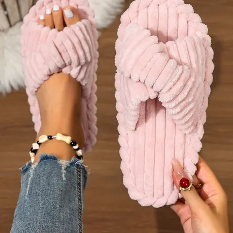 Women's Thick Winter Warm Solid Color Slippers, Home Slippers, Warm Casual Slippers, Multi-Color Options, Plush Lining, Anti-Slip Eva Sole, Indoor Outdoor Comfort, Fuzzy House Slippers