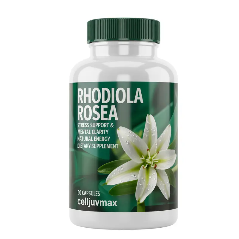 CellJuvMax Halal Certified Rhodiola Rosea Supplement - 500mg Natural Organic Herbal Energy Supplement for Adults, Stress & Mood Support, Energy Management, Cognitive Function & Brain Health (Bottles)