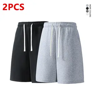 2-pack men’s knit shorts, loose fit, versatile, mid-thigh length with drawstring, street style, comfortable for everyday wear