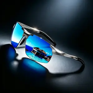 Men's Polarized Sports Sunglasses - Premium Al-Mg Alloy Metal Frame, UV400 Protection, Ultra-Light HD Lenses for Clear Vision, Trendy Shades for Fishing, Driving