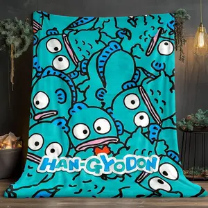 Hangyodon Emotional Support Travel Blanket for Plane Car Office Sofa Nap, Birthday Gift for Sanrio Boyfriend Girlfriend BFF, Ugly Cute Cozy Home Couch Decor, Festive Present for 2026 July 4 Halloween Thanksgiving Christmas