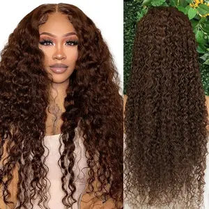 30 32 Inch Chocolate Brown Deep Wave 13x4 Lace Frontal Closure Wig Real Brazilian Human Hair Wig For Women 13x6 HD Transparent Lace Front Human Hair Wig No odor No knots Tiktokshopbacktoschool