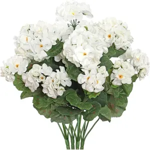 4 Pack Realistic Artificial Geraniums, UV Resistant Outdoor Decorative Fake Flowers, Real Touch Silk Geranium Plants for Garden & Home Decor