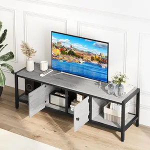 Gaomon 58-Inch Modern Entertainment Center, Wide Console with Storage Cabinet & Adjustable Ft, Fits Up to 75-Inch Screens, for Living Room & Bedroom (Grey), Living Room Use, Tv Stand Living Room