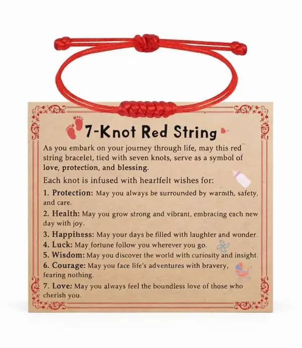 DAYANEY Kids' Adjustable 7-Knot Red Cord Bracelet - Unisex Lightweight Evil Eye Protection Religious Jewelry Gift, for 0-12 Months Babies, Christmas Personalized Birthday/Baby Shower Gift, Adjustable 7 Knots, Minimalist Red Rope, Easy To Wear, Gentle On S