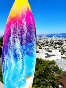 Sunset Sherbert Decor Artistic Epoxy Neon Wood Ornaments Wooden Hanging Hangable