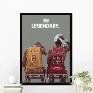Michael Jordan Motivational Poster, Kobe Bryant Motivational Poster, Gym Decor, Basketball Poster, Motivation Wall Art, Be Legendary Poster