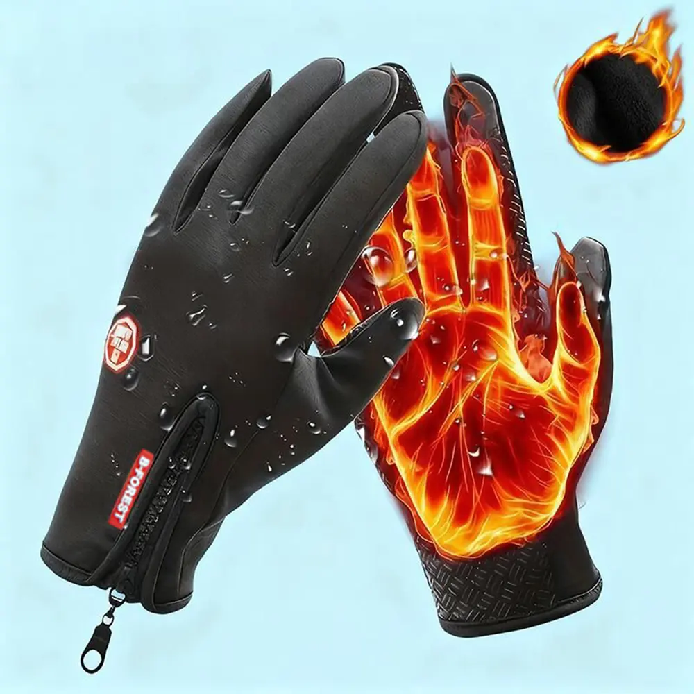 Men's And Women's Fleece Gloves Touch Screen Windproof Warm Riding Gloves Men's And Women's Fleece Gloves Touch Screen Windproof Warm Riding Gloves