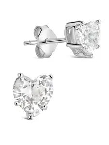 Sterling Silver 5mm Heart CZ Stud Earrings