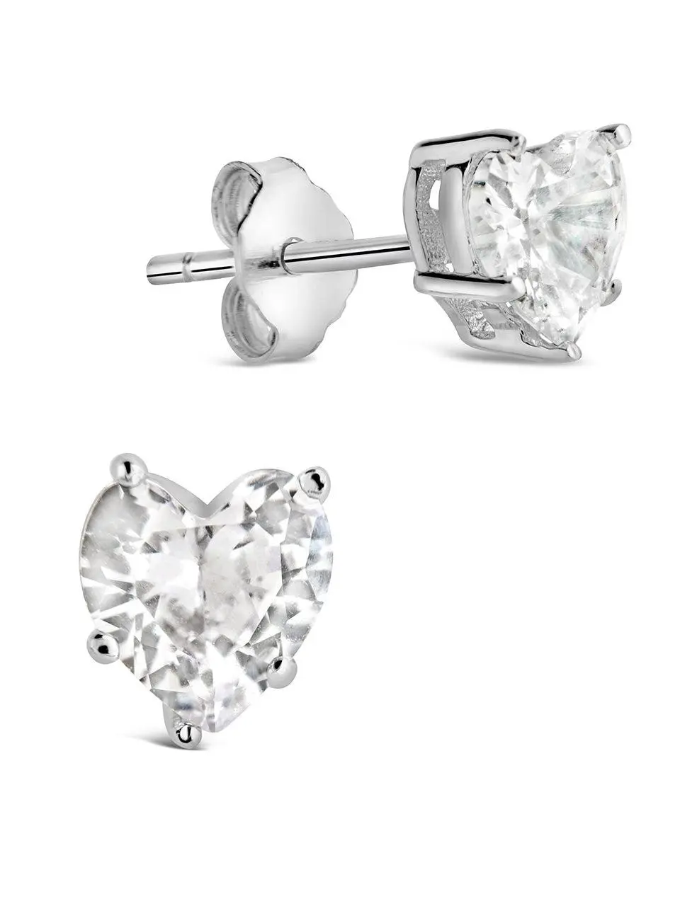 Sterling Silver 5mm Heart CZ Stud Earrings
