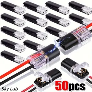 Sky Lab Double-Wire Plug-in Connector Led Light Strip Connectors 2 Pin, Low Voltage Wire Connector with Locking Buckle, Fast Connect Plugs Led Connectors for Strip Lights，Lead strip automotive wiring electricity Power Distribution Secure -YY