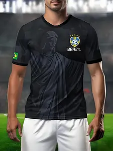 2026 World Cup Brazil National Team Jersey, Sport top, value men's jersey, three designs featuring Brazilian landmark prints, for supporting Brazil at the World Cup, breathable polyester, wicking, suitable for outdoor football matches, fast shipping