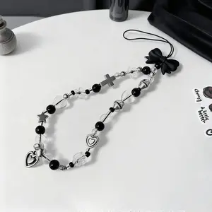 Bowknot & Heart Design Phone Chain, Cute Phone Lanyard, Fashion Phone Charm for Women & Girls, Mobile Phone Decoration Accessories, Phone Accessory, Phone Strap Holder