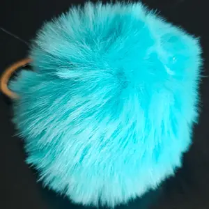 light blue puff ball keychain