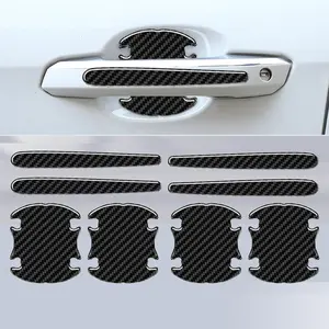 Universal 8PCS Car Door Handle Scratch Protectors, Epoxy resin material  Satin pattern Carbon Fiber Forged Pattern Carbon Fiber Car Door Handle Bowl Sticker,Paint Guard Cover,  Protective Film for Cars Red Blue Black sticker car accessory car side