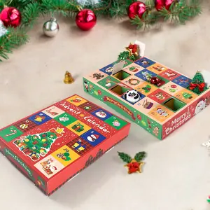 2 pieces - Christmas Countdown Calendar, 2026 Edition, 24-Grid Christmas Gift Box, Themed Gift Box, Blind Box Packaging, Sticker Countdown Calendar Gifts, DIY Surprise Box, Suitable for Holiday Gifts