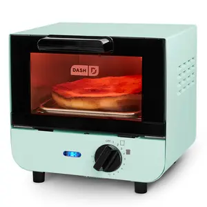 Mini Toaster Oven - for Bread, Bagels, Cookies, Pizza, Paninis & More with Baking Tray, Rack, Auto Shut Off Feature