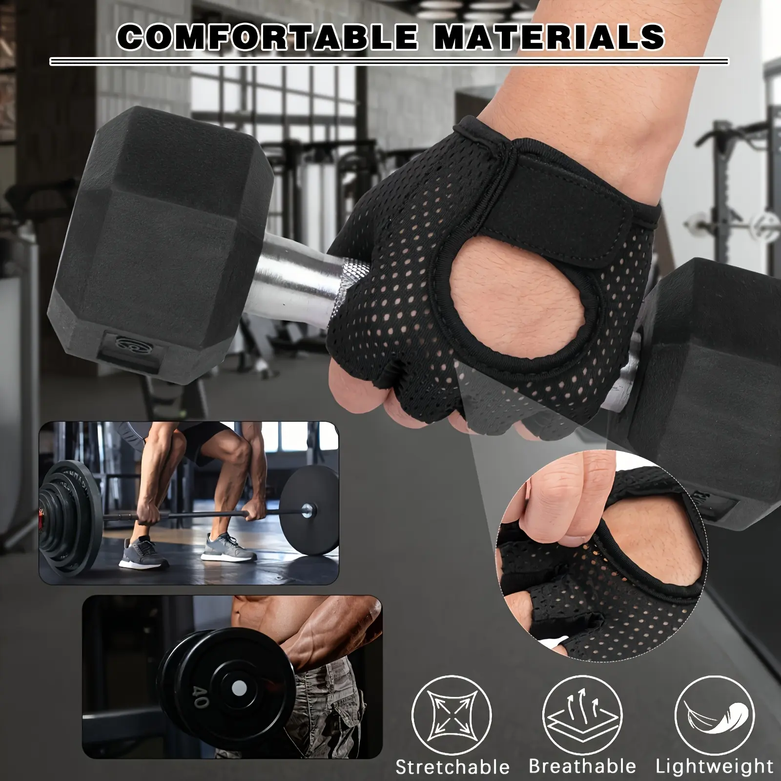 1 Pair Lightweight Breathable Polyester Fitness Accessories Gloves - Pink & Black, Pull-On Closure, Non-Slip Fabric, Stylish Textured Design for Gym, Football, Casual Outdoor Use
