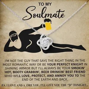 To My Soulmate Necklace, Gift For Soulmate, Funny Wife Necklace, Wife Gifts, Anniversary Gift For Wife, Gift for Wife, Wedding Anniversary Romantic Gifts for Her Birthday Gift Message Card & LED Box