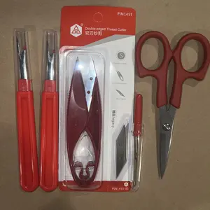 Portable Sewing Tool Kit 8-in-1 for DIY Crafts Travel Repairs Fine Point Cutters Precision Thread Snips Replacement Blades Compact Design Metal Aluminium Parts Threader Embroidery Scissors